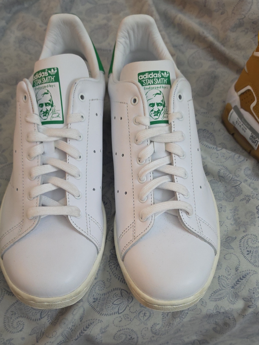 adidas White Leather Sneakers with Green Heel Tabs